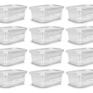 Pote com Trava Vasilha Erca Plast Micro e Freezer 750ml Reutilizável Cor Transparente Premium 12 unidades