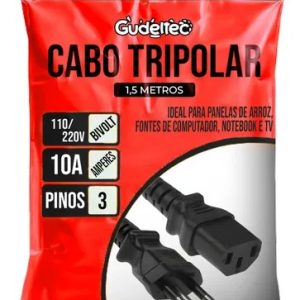 Cabo De Força Tripolar 3 Pinos Padrão Brasileiro 10a Serve Panela De Arroz, Fonte Pc/notebook,impressoras - Gudeltec