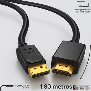 Cabo Adaptador Displayport Macho Para Hdmi Macho 1.80 Metros transferir áudios e vídeos notebook projetores pc mac macbo