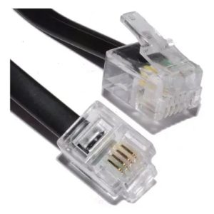 Fio De Telefone Fixo 3 Metros Rj11 X Rj11 Cabo 4 Vias Preto