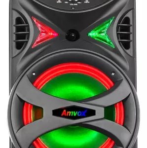 Caixa de Som Amplificada Amvox ACA 255 Hit Woofer 8" Portátil Bluetooth Preto