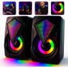 Caixa De Som Pc Usb P2 Potente Soundbar Rgb Luz Led Cor Preto