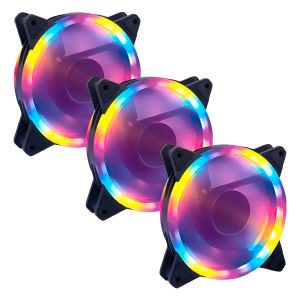 Kit 3 Fans Cooler Pc Gamer Led Rgb 120mm Ventoinha Gabinete