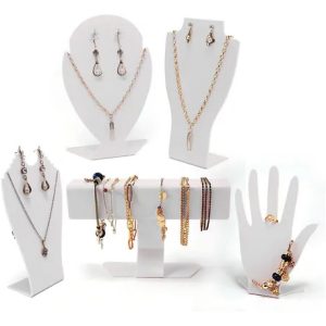 Kit 5 Expositor Bijuteria Jóias Colar Brinco Acrílico Branco