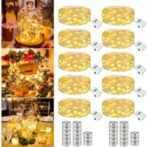 Kit 10 Fio Fada Cordão Luz Decoração COMMLITE Luzes de fada LED Pisca 2m 20 Leds Iluminação Pilhas Para Garrafas Árvore