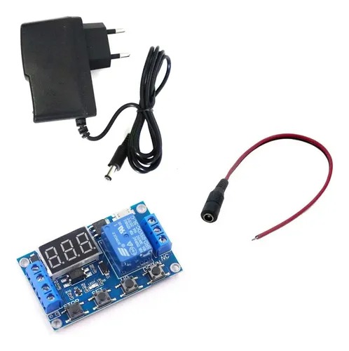 Kit Relé Temporizador C/ Fonte 12v E Rabicho P/ Chocadeira