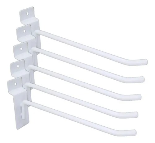 Kit 50 gancho para painel canaletado cor branco 15cm MFL