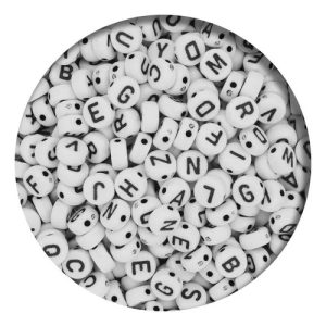 1000 Un Miçangas Passantes Letra Alfabeto Atacado Comprimento 3 mm Cor Branco Diâmetro 7 mm