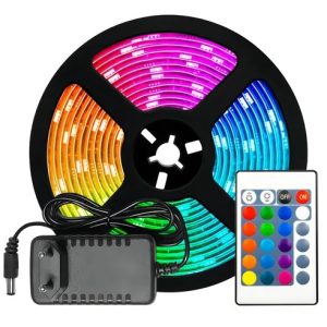 Fita Led Rgb 5050 Rolo 5m + Controle + Fonte