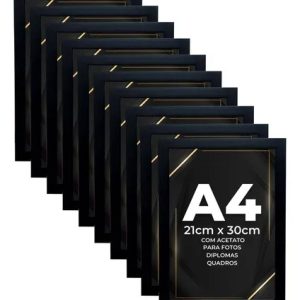 Kit 10 Moldura A4 21x30 C/acetato Certificado Diploma Quadro