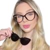 Armação Óculos Solar Clip On Gatinho Feminino Para Grau Moda Cor Preto