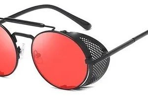 Óculos De Sol Bulier Modas Alok, Cor Vermelho Armação De Aço, Lente De Policarbonato Haste De Aço