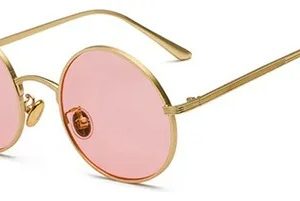 Óculos De Sol Bulier Modas John Lennon, Cor Rosa Armação De Aço, Lente De Policarbonato Haste De Aço