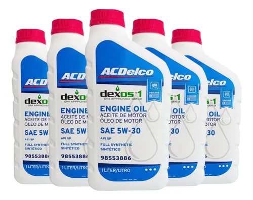 Kit 5 Litros De Óleo Sintético 5w30 Api Sp Dexos1 Gm