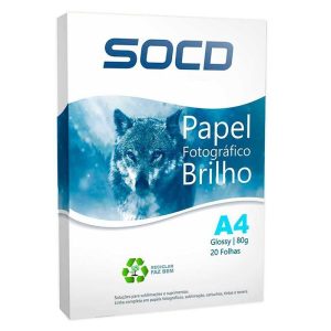 Papel Fotográfico Adesivo Glossy (Brilho) A4 80g - 20 Folhas 1 Pacote