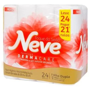 Papel Higiênico Toque De Seda Folha Dupla 24 Unidades Neve