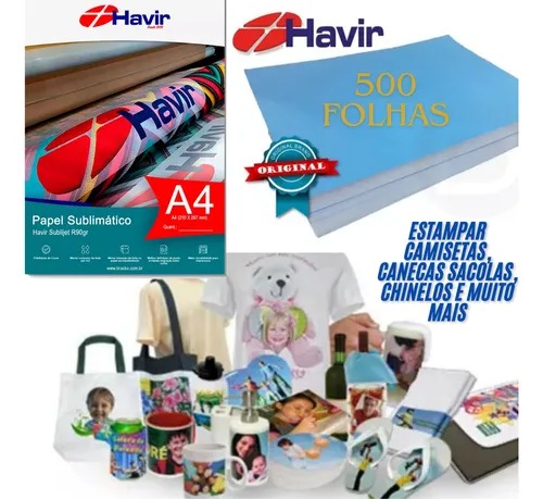 Papel Sublimação A4 90g Fundo Azul Havir 500 Folhas Transfer Sublimático