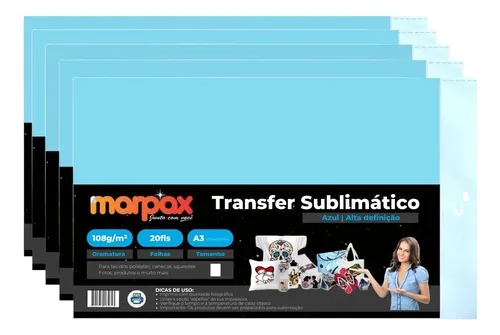 Papel Para Sublimação Azul A3 297x420mm Marpax 500 Folhas