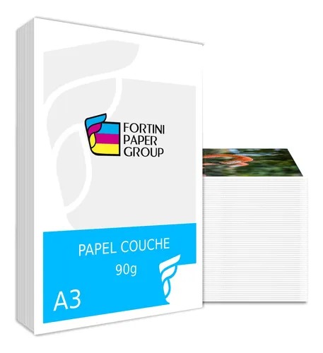 100 Folhas Papel Couche 90g A3 Fosco Dupla Face C2s Premium Cor Branco