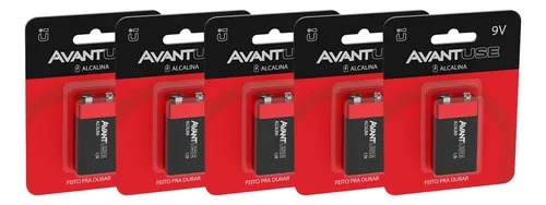 Kit 5 Baterias Pilhas Alcalina 9v Cod: 408100014-5 Avant Use