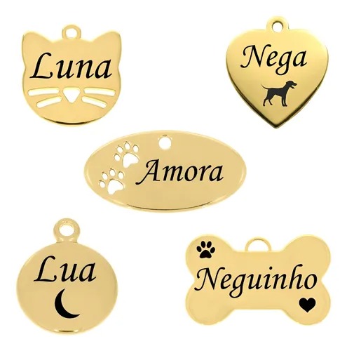 Plaqueta Plaquinha Tag Pet Cachorro E Gato Com Nome E Tel