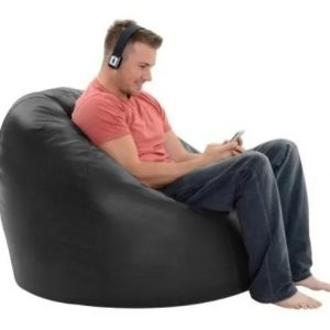 Puff Maça 100x80 Couro Pufe Courino Com Enchimento 5kg Cor Courino Preto