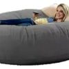 Puff Cama Gigante Redondo Suede 140x20 Com Enchimento Sala Cor Cinza