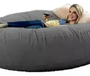 Puff Cama Gigante Redondo Suede 140x20 Com Enchimento Sala Cor Cinza