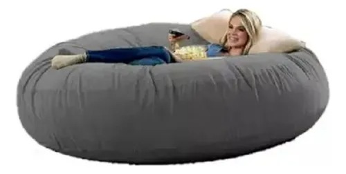 Puff Cama Gigante Redondo Suede 140x20 Com Enchimento Sala Cor Cinza