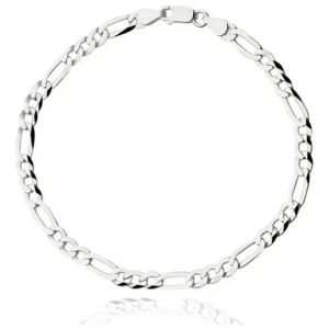 Pulseira Prata 925 De Lei Maciça 5mm 3x1 Legítima Masculina Comprimento 21 cm V Pratas
