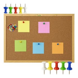 Quadro Cortiça Mold Madeira Aviso Foto Mural 90x60 + Brinde Marrom Marrom-claro