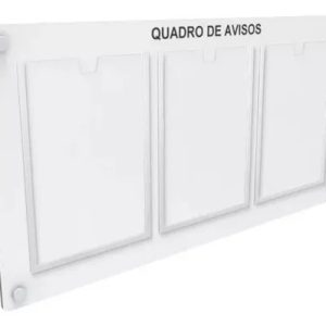 Quadro De Aviso E Gestão Mdf C/ 3 Displays A4 Branco