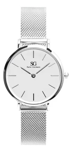 Relógio Prateado Feminino Saint Germain Harlem Silver 32mm Fundo Branco