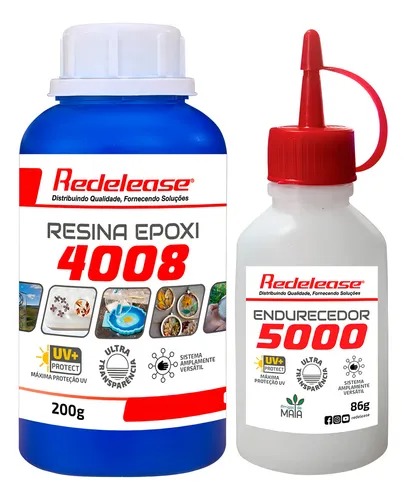 Resina Epoxi 4008 Baixa Viscosidade Ultra Transparente e Proteção UV com Endurecedor 286 g