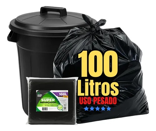 Saco De Lixo 100 Litros Uso Pesado Bem Reforçado Grosso Cor Preto Verdecasa Boca Larga 100L