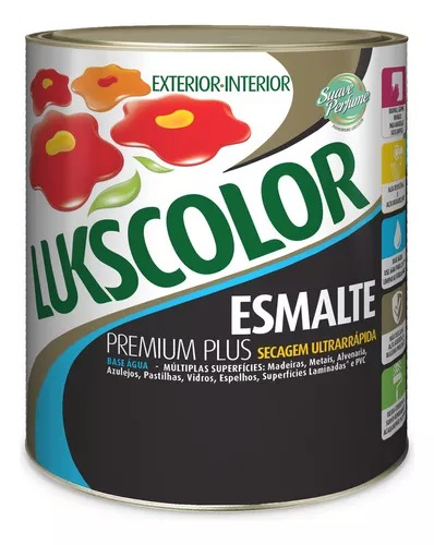 Tinta Esmalte Acetinado Base De Água Preto 900 Ml Lukscolor