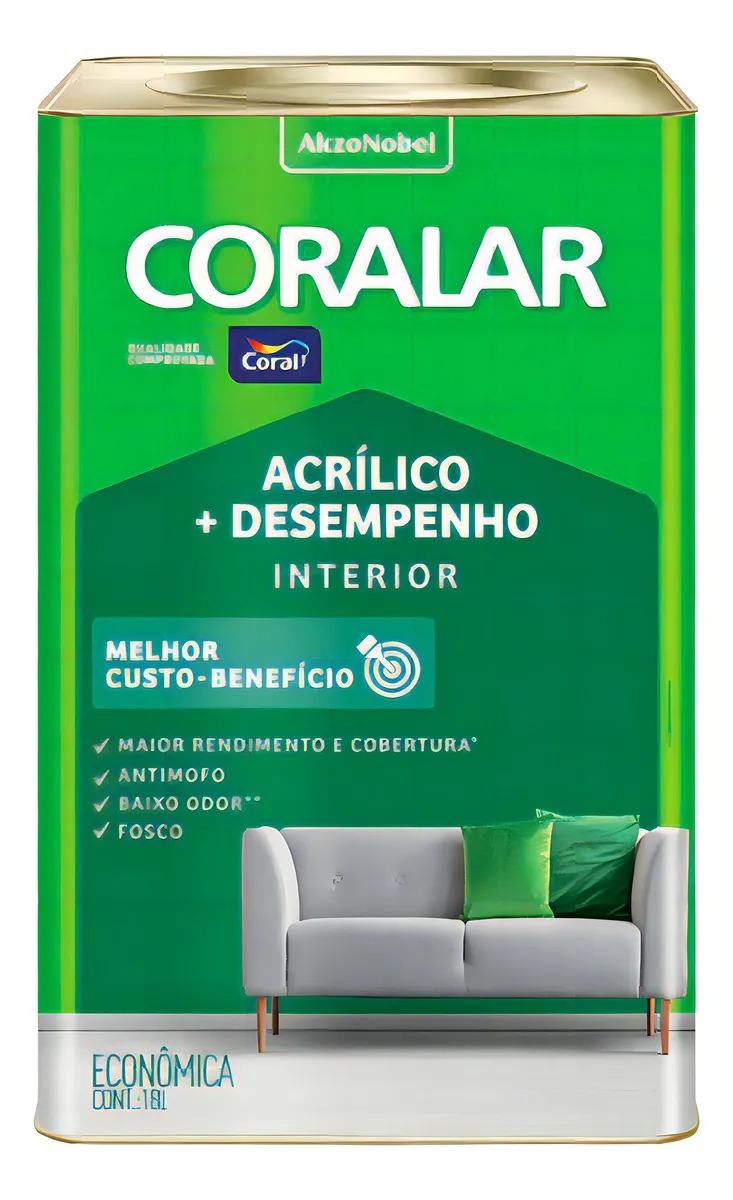 Tinta Acrílica Coralar Anti Mofo Econômica 18 Litros Cor Branco