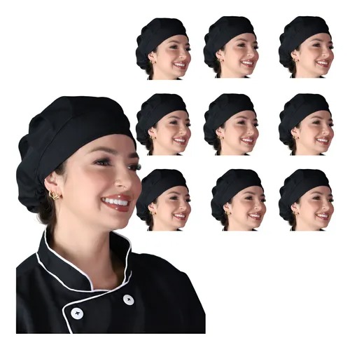 Kit 10 Touca Oxford Restaurante Elástico Chef Padaria Lisa