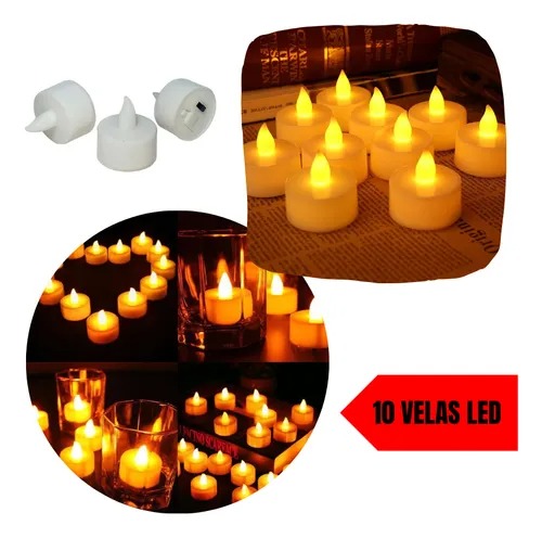 Vela Eletrônica Decorativa Led Amarela Kit 10 Unidades