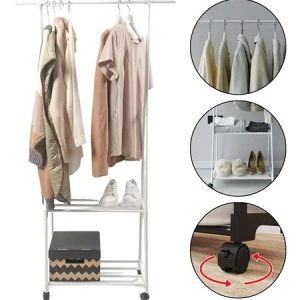 Arara De Roupas Cabideiro Sapateira Loja Prateleira Quarto Cor Branco