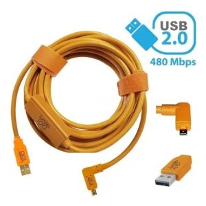 Cabo Usb 2.0 Normal Para Mini-b 8 Pinos Laranja 5 Metros