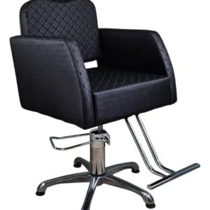 Poltrona Cadeira Encosto Fixo Salão De Beleza Cabeleireiro Cor Preto Dublado Forma Da Base Pentapé