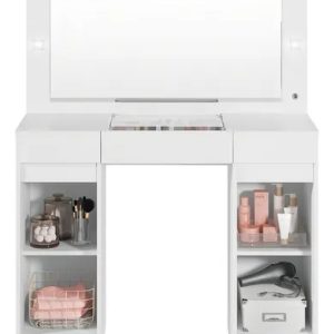 Penteadeira Camarim Com Espelho E Led 3 Gavetas Studio Beaut Cor Branco