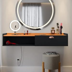 Penteadeira Camarim Suspensa Com Porta E Passa Fios - Preto - Cinamomo