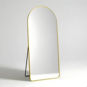 Espelho Dourado Arco Base Reta 170x70cm Lopazzi Moldura Alumínio
