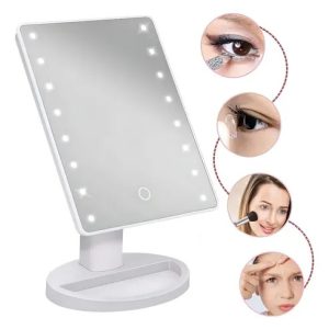 Espelho De Mesa C/ Led Portátil Maquiagem Camarim Articulado Cor Da Moldura Branco Importados WL Center