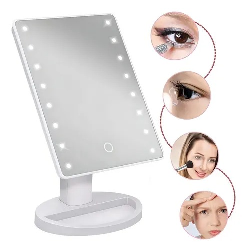 Espelho De Mesa C/ Led Portátil Maquiagem Camarim Articulado Cor Da Moldura Branco Importados WL Center