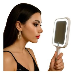 Espelho De Mão C/ Led Recarregável Maquiagem/médico/dentista