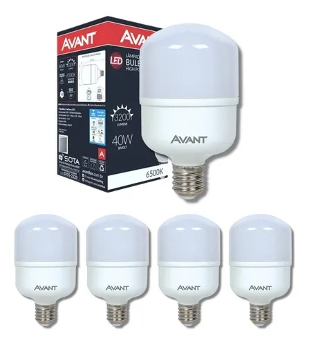 Kit 5 Lâmpada 40w Alta Potência Branco Frio 6500k E27 Cor da luz Branco-frio