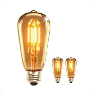 Kit 3 Lâmpada Filamento Led St64 Decorativa Vintage Âmbar 4w